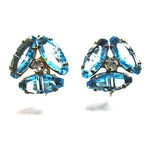 Jewelry Vintage 1940s Mid-Century Rhinestone and Vermeil Earrings